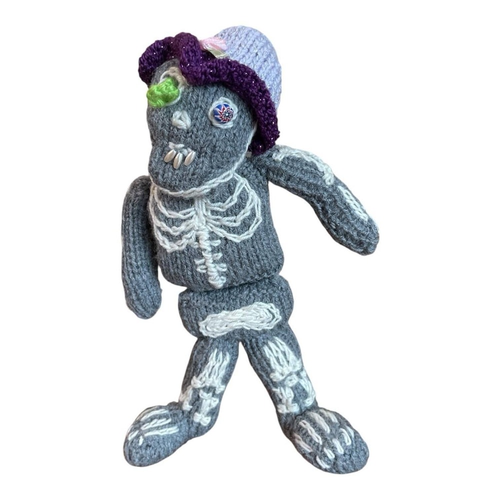 Zombie Doll Halloween Walking Dead with Hat Handmade Gift Wool Soft Doll Spooky‎